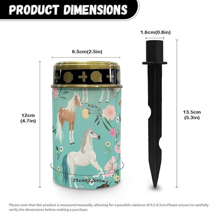 Horse Floral Solar Lights Outdoor Waterproof Garden Solar Light Cemetery Decoration Memorial Lamp Solar Pathway Lights for Home Path Kitchen Gift for Friends