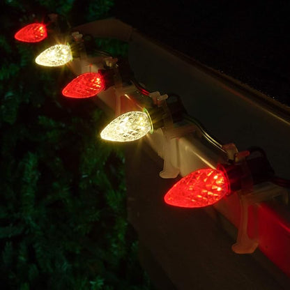 Wintergreen Lighting 100 Red and Warm White C7 OptiCore Outdoor Christmas Lights Heavy Duty - Outside Christmas Lights LED; Green Wire (100 ft)