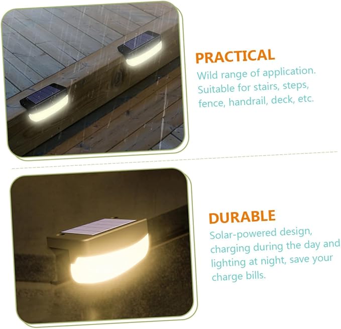 Didiseaon 2pcs Solar Step Lights Outdoor Decks Light for Patio Garden Stairs Easy Install for Pathway Fence Handrail
