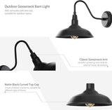 Black Outdoor Barn Light with Wall Mount 2 Pack Exterior Gooseneck Lights with 10" Dome, Farmhouse Style Outside | Lumora