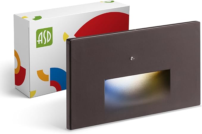 ASD LED Recessed Step Light Fixture, Dusk to Dawn Outdoor Stair Tread Lighting | 3CCT, Photocell, Waterproof, ETL | Lumora