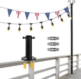 String Light Poles, 12.6 FT Light Poles for Outside Patio, Outdoor Deck Lighting Poles with Brackets for Fence and | Lumora