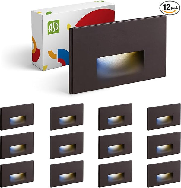 ASD LED Recessed Step Light Fixture, Outdoor & Indoor Tread Lighting | 3CCT, Dimmable, Waterproof, ETL Listed | 3W | Lumora