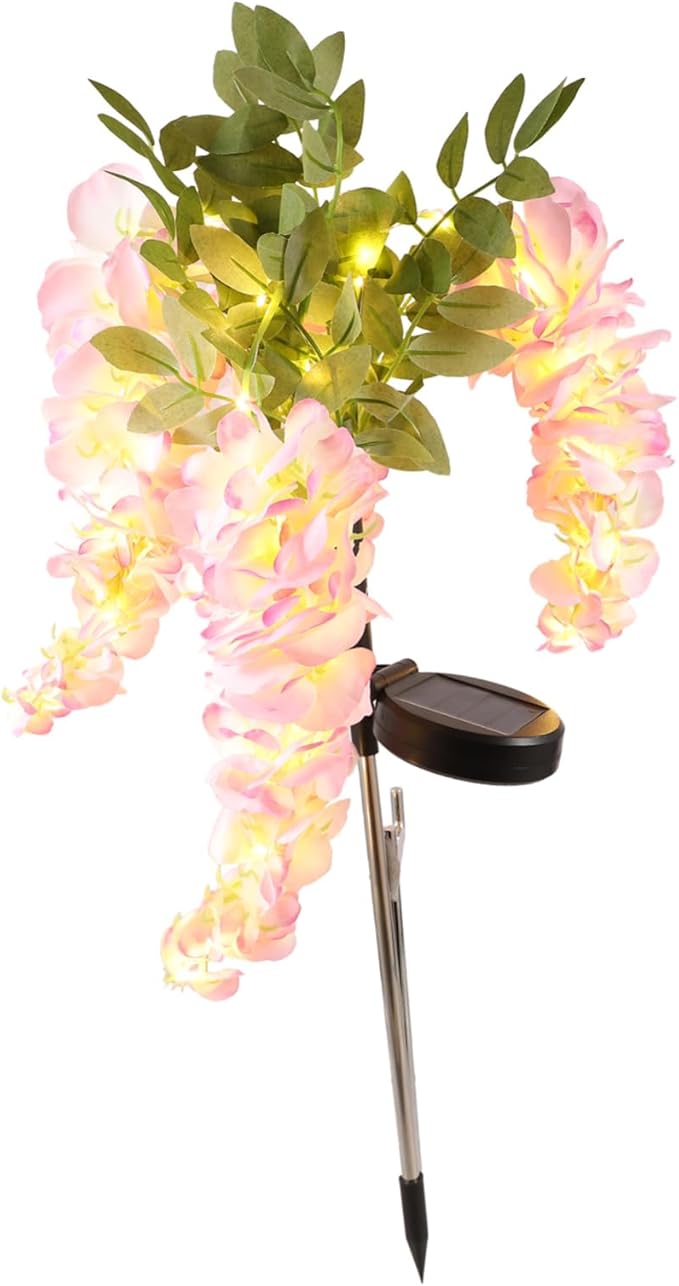 Mikikit Solar Pathway Light Led Solar Garden Landscape Lamp Wisteria Design for Outdoor Decoration Courtyards and Gardens