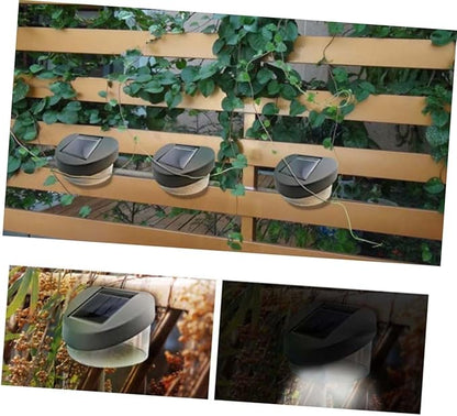 Happyyami 4pcs Solar Outdoor Garden Light Solar Energy Lamp Led Fence Lights Black Shell and White for Garden Patio and Pathway Decor