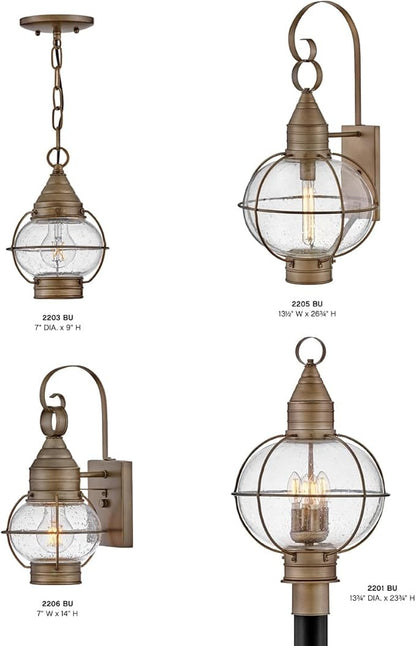 Hinkley Cape Cod 2205BU Large Outdoor Wall Mount Onion Lantern - Clear Seedy Glass, Wet Rated - Burnished Bronze