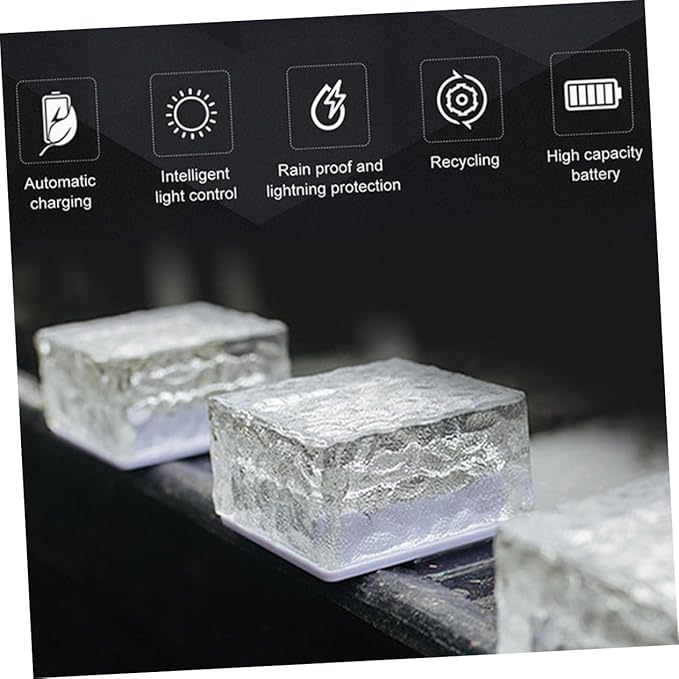 NUOBESTY Solar Powered LED Floor Light Outdoor Garden Decoration Square Glass Brick Light with Cool White | Lumora