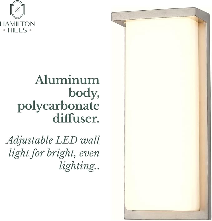 Hamilton Hills 14 Inch Silver Squared Flush Mount Outdoor Light Fixture | Modern Front Door Exterior Light 3000K | Lumora