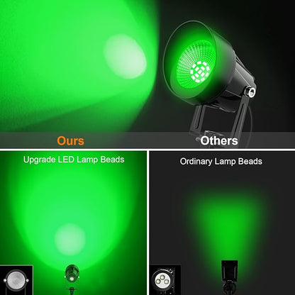 St. Patrick's Day Green Landscape Spotlights, 14 LED Landscape Lighting with US Plug, IP65 Waterproof Outdoor for Tree Yard Garden Pathway Halloween Christmas Decor, 4 Pack