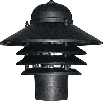 Solus Nautical Outdoor Post Top Light – Bollard Fixture for 3" Pole with LED Bulb, Black or White Finish, Non-Corrosive, Made in USA (Black, Warm White (3000K), Single Pack)