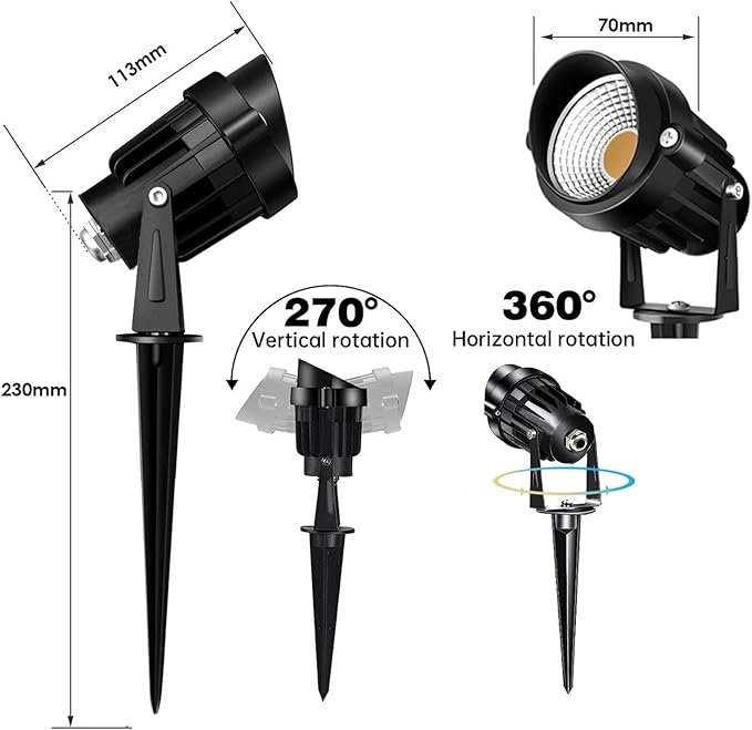 Low Voltage Landscape Lights 12 Volt LED Spotlight Outdoor Pathway Wired Yard Lights Garden Lawn 10W Landscaping | Lumora