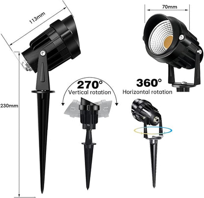Low Voltage Landscape Lights 12 Volt LED Spotlight Outdoor Pathway Wired Yard Lights Garden Lawn 10W Landscaping Light 1000LM IP66 Waterproof Spot Lighting Warm White Garden Stake Tree Light