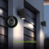 ASD 1 Light Square Dusk to Dawn Outdoor Wall Light Fixture | 60W E26 Bulb Socket 120V ETL Cylinder Up Down Lights | | Lumora