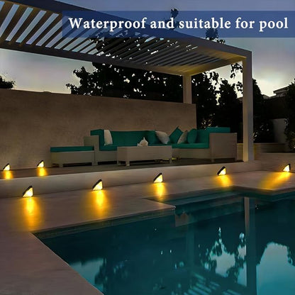 Solar Stair Lights IP65 Solar Step Light for Outdoor Stairs Waterproof for Rain Snow Lights for Patio Garden Porch Deck Front Step (Warm Light - 6PC)