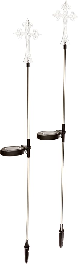 E2187 Cross Solar Light Landscape Garden Stake Light, Medium, 2-Pack