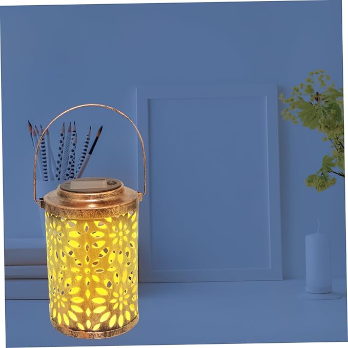 balacoo 1Pc Solar-Powered Hollowed Out Pattern Projection Lantern with Handle Outdoor Lamp for Garden and Patio | Lumora