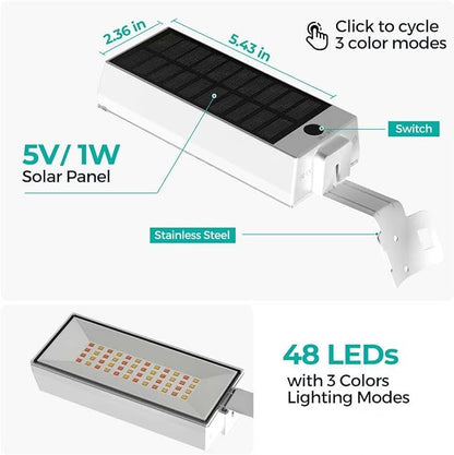 Solar Flag Pole Lights Outdoor 1 Pack, 48 LED Bright Flagpole Lighting 3 Color in 1 with Cool/Warm/Daylight White Modes, Auto On/Off, IP65 Waterproof for Outside House Garden RV Flags Decor