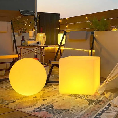 15-in LED Cube Chair Lights, 16 RGB Colors Changing Light Up Cubes w/Remote, Versatile LED Cube Seat/Table, Waterproof Glowing Furniture Rechargeable Mood Night Light Decorative Light for Home Garden