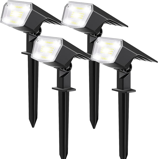 Solar Spot Lights Outdoor, 4 Pack Waterproof Solar Powered Garden Lights, 59 LED 4 Lighting Modes, 6500K White | Lumora