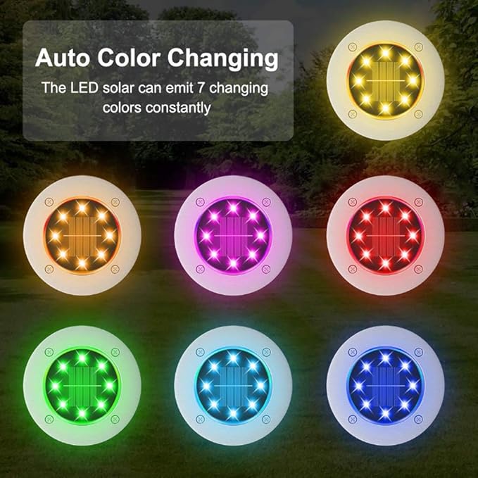 Lxcom Lighting 4 Pack Solar Path Lights Color Changing Solar Pathway Lights 7 Colors Solar Garden Lights Waterproof Outdoor Landscape Lights for Garden Lawn Yard Patio Walkway (Multicolor)