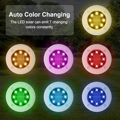 Lxcom Lighting 4 Pack Solar Path Lights Color Changing Solar Pathway Lights 7 Colors Solar Garden Lights Waterproof Outdoor Landscape Lights for Garden Lawn Yard Patio Walkway (Multicolor)