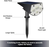 WBM Smart Solar Spot Lights Outdoor,IP65 Waterproof 20 LEDs Solar Landscape Spotlights, Solar Powered Wall Lights | Lumora