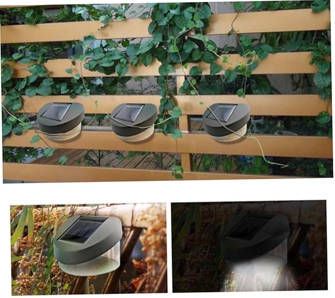 Cabilock 4pcs Solar Led Wall Lamp Black Shell White Light for Outdoor Garden Pathway and Porch Decor Easy to Install Solar Fence Light