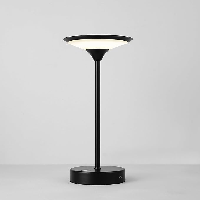 GLOBE Electric x Novogratz 60000031 12" 1.5W LED Integrated Outdoor Table Lamp, Matte Black, Frosted Diffuser, USB-C Charging Cable, On/Off Touch Switch on Base, 3-Step Dimmer, Outdoor Table Décor