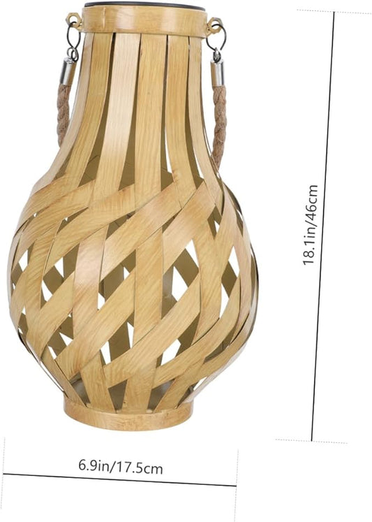 YARNOW Solar Bamboo Weaving Lantern Light for Outdoor Garden Decor Creative Handmade Hanging Lamp for Patios and Cafes Modern Minimalist Design for Festivals and Landscaping