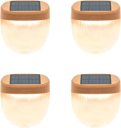 Vego garden Rippled Solar Garden Lights with Auto Sensors Magnetize Securely to Raised Beds, IPX4 Waterproof Outdoor LED Light for Patio & Yard Terra Cotta, 4 Pack