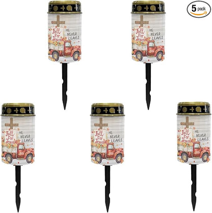 Fall for Jesus Cemetery Lights for Grave,Solar Garden Lights Solar Pathway Lights Outdoor Waterproof Garden Lights Solar Powered Fairy Lights Yard Solar Walkway Lights Spotlights-Warm White