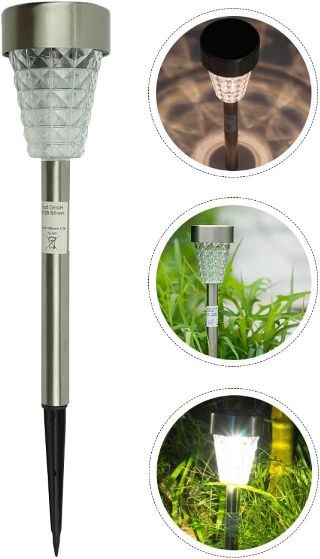 Waterproof Solar Garden Lamp Outdoor LED Inserting Ground Light Stainless Steel Lawn Path Light for Yard Landscape Lighting