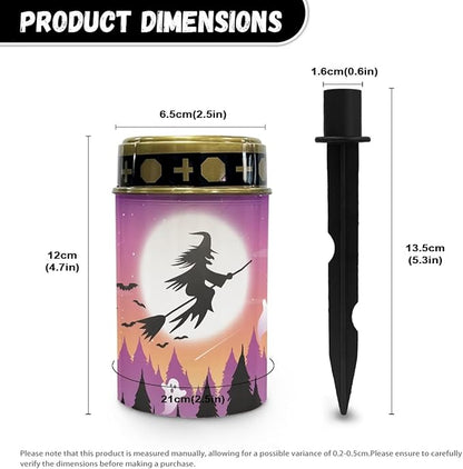 Witch Moon Print Solar Lights Outdoor Waterproof Solar Garden Light Halloween Decorative Solar Lights for Yard Path Walkway Landscape Path Lights