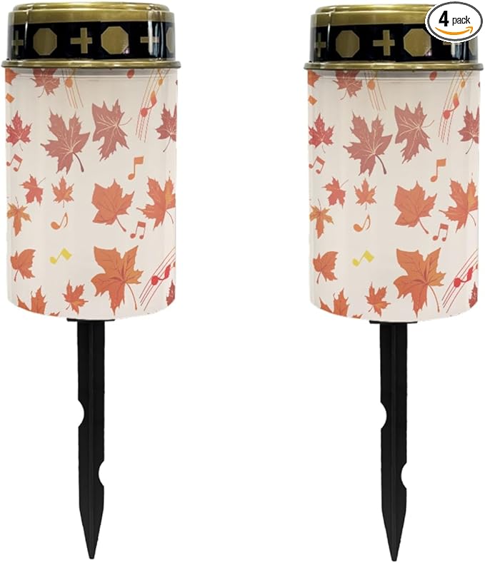 Thanksgiving Maple Leaf Solar Garden Stake Lights Outdoor Waterproof 4 Pieces Halloween Party Lights LED Lantern Halloween Decor