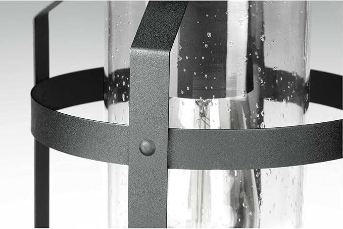 Progress Lighting Haslett Collection 1-Light Clear Seeded Glass Farmhouse Outdoor Large Wall Lantern Light Textured Black