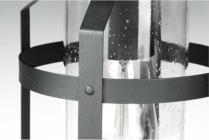 Progress Lighting Haslett Collection 1-Light Clear Seeded Glass Farmhouse Outdoor Large Wall Lantern Light Textured Black