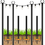 LETIANPAI 4 Pack String Light Poles,10 Ft Metal Poles with Fork for Outdoor String Lights,Outdoor Light Poles with | Lumora