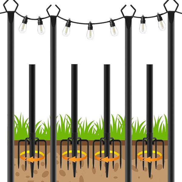 LETIANPAI 4 Pack String Light Poles,10 Ft Metal Poles with Fork for Outdoor String Lights,Outdoor Light Poles with | Lumora