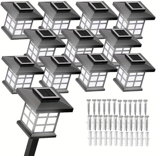 Solar Outdoor Lights,LED Solar Lights Outdoor Waterproof, Solar Walkway Lights Maintain 10 Hours of Lighting for Your Garden, Landscape, (White Light - Upgrade to 12 Lights)