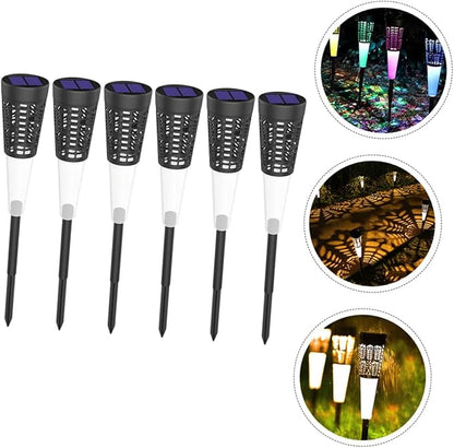 6pcs Solar Garden Stake Lights, Warm Colorful Courtyard Pathway Solar Ground Lights for Outdoor Lawn and Yard Decoration, Solar-Powered In-ground Landscape Lighting