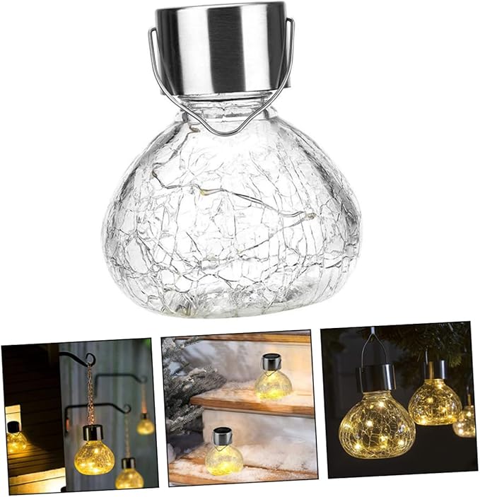GALPADA Elegant Retro Solar Glass Ball Light Dusk to Dawn Outdoor Lighting Solar Pathway Lights for Garden Landscape