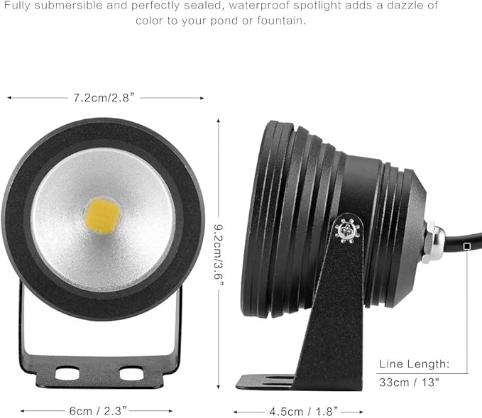 12Vmonster Waterproof LED Outdoor Spot Light Landscape Lighting IP68 12" Wiring with Aluminum Casing with Mount | Lumora
