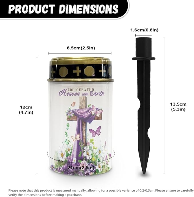 Cross Lavender Cemetery Lights for Grave,Solar Lantern Lights Outdoor Pathway Lights Solar-Powered Fairy Lights for | Lumora