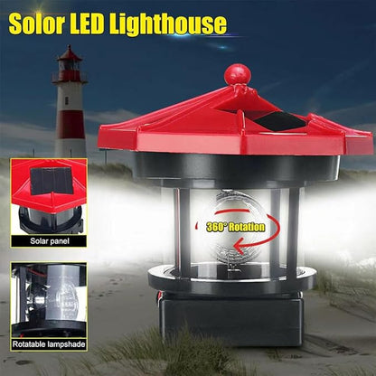Red Solar Lighthouse, Rotating LED Lighthouse Decorative Lights, Courtyard Waterproof Landscape Lights, Outdoor Solar Lights Resin Crafts As Gifts for Friends.