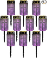 Poceacles Cross Solar Lights Pack of 10 Waterproof Solar Garden Lights Cemetery Solar Outdoor Lights Outdoor Stake | Lumora