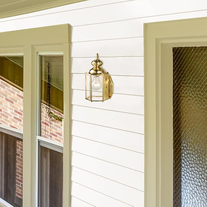 Design House 501833 Augusta 1-Light Traditional Indoor/Outdoor Wall Light Dimmable Clear Glass for Entrance Porch | Lumora
