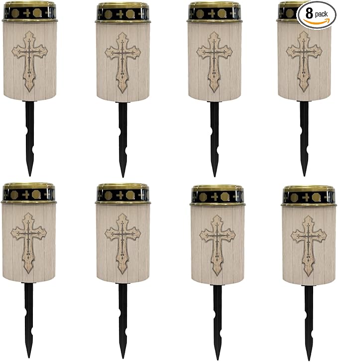 Outdoor Pathway Lights Solar-Powered Fairy Lights for Outside,God Cross LED Lantern Solar Garden Stake Lights Outdoor Waterproof Walkway Lights Flameless Warm White Solar Lights
