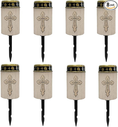 Outdoor Pathway Lights Solar-Powered Fairy Lights for Outside,God Cross LED Lantern Solar Garden Stake Lights Outdoor Waterproof Walkway Lights Flameless Warm White Solar Lights