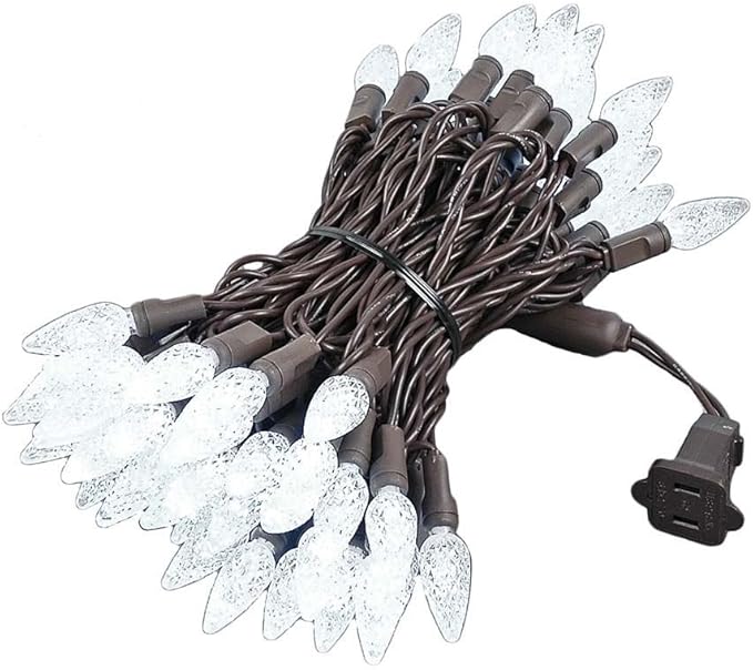 Novelty Lights 24FT 70 LED C6 LED Christmas String Lights, Outdoor Crystal Clear White Commercial Grade LED Lights | Lumora