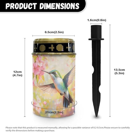 Hummingbird Cemetery Candles for Grave Solar Patio Lights Outdoor Waterproof Grave Solar Lights Solar Cross Garden Lights Outdoor Decorative Flameless Solar Powered Light for Prayer